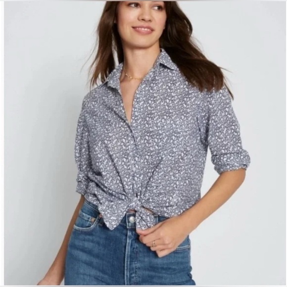 GRAYSON The Hero Shirt Long Sleeve Button Front Butterfly Print Women's 3 Size M - Picture 1 of 9